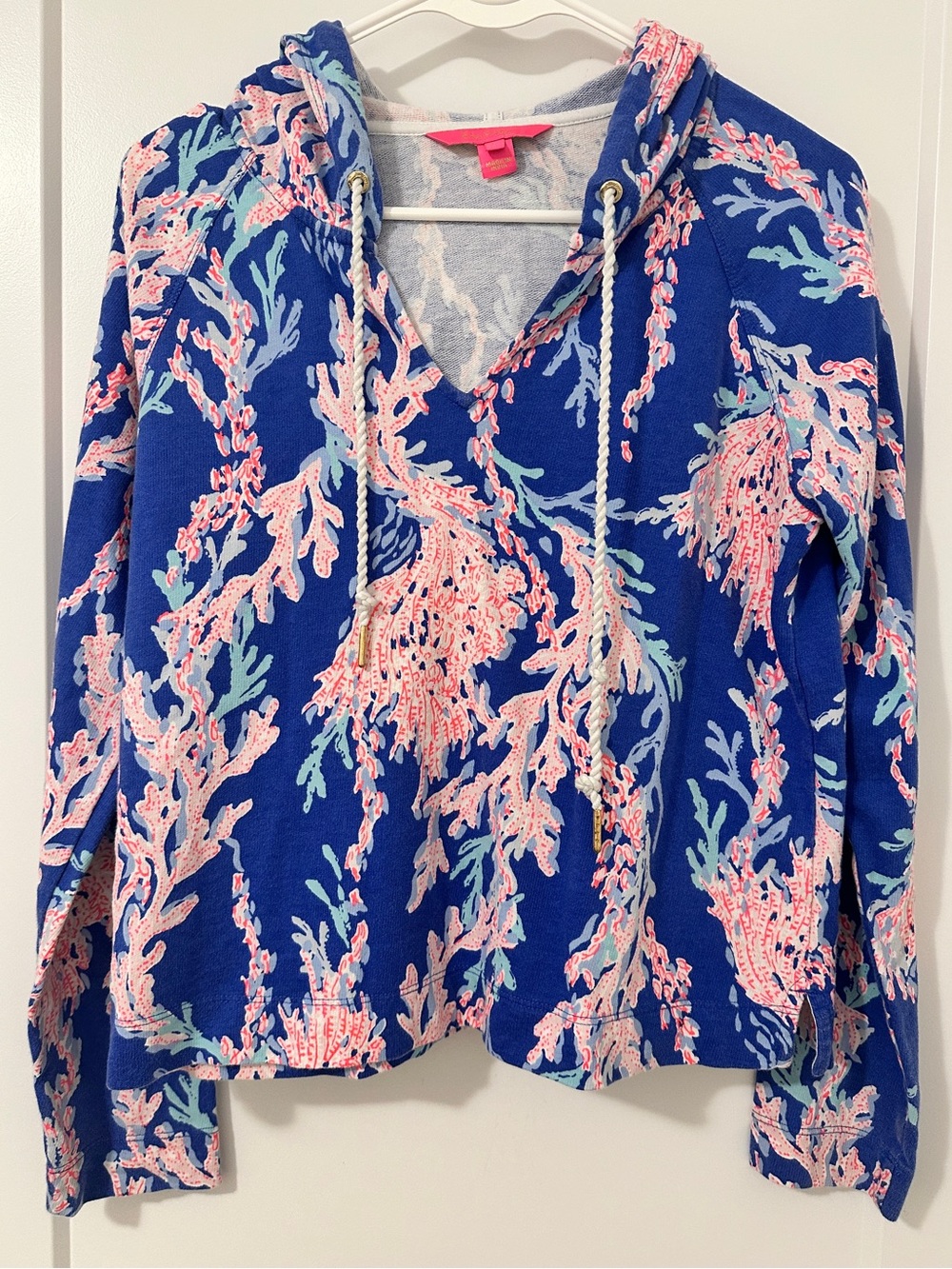 Lilly Pulitzer Swim On Over Print Kiawah Cropped Hoodie Size Small Women’s